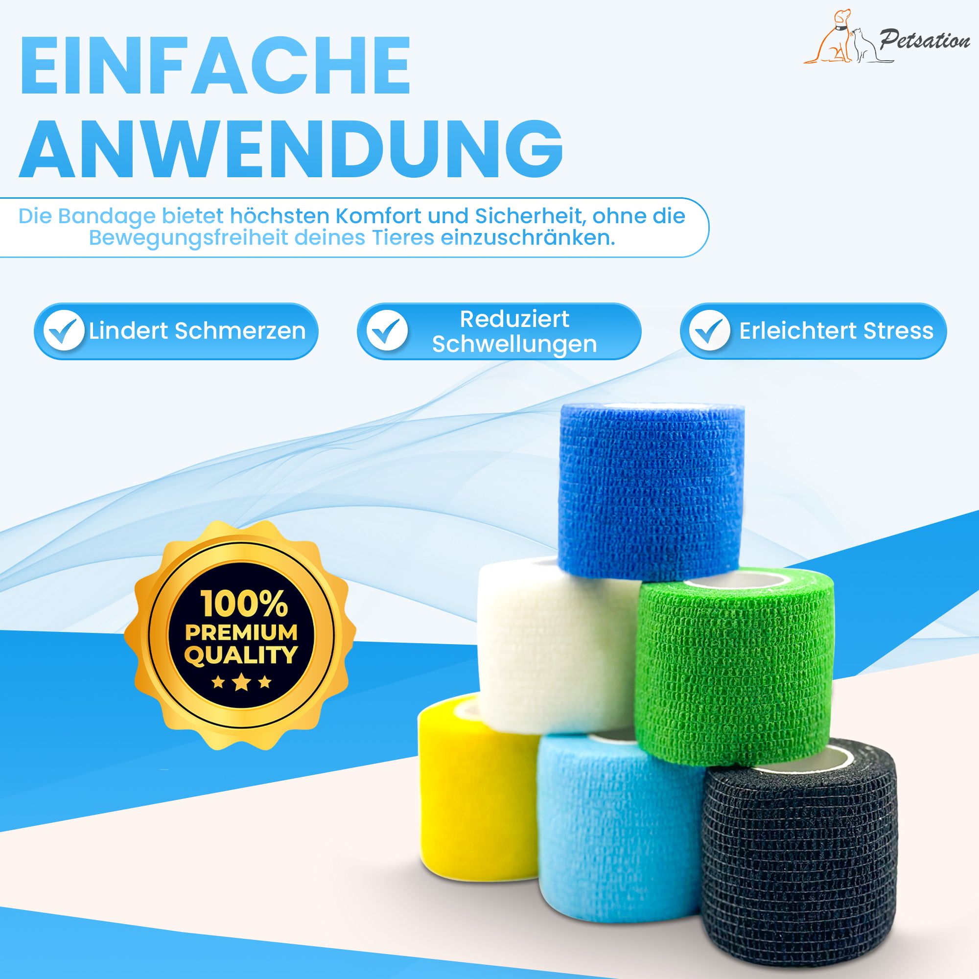 Petsation Bandagen farbig 6 er Box 5 cm x 4,5 m