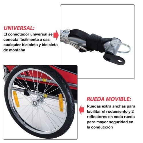 Reboque para bicicleta Pawhut vermelho e preto para animais de estimação