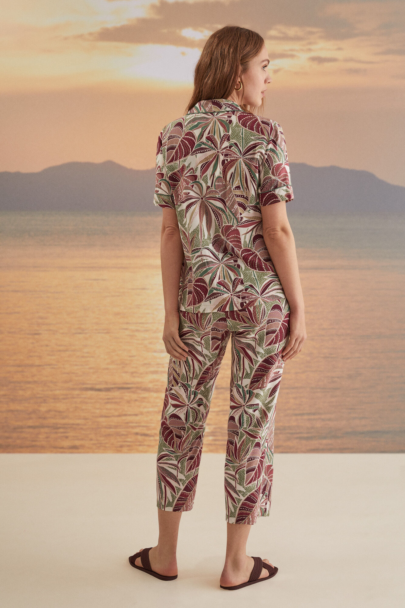 Pijama camisa estampada tropical - estampa