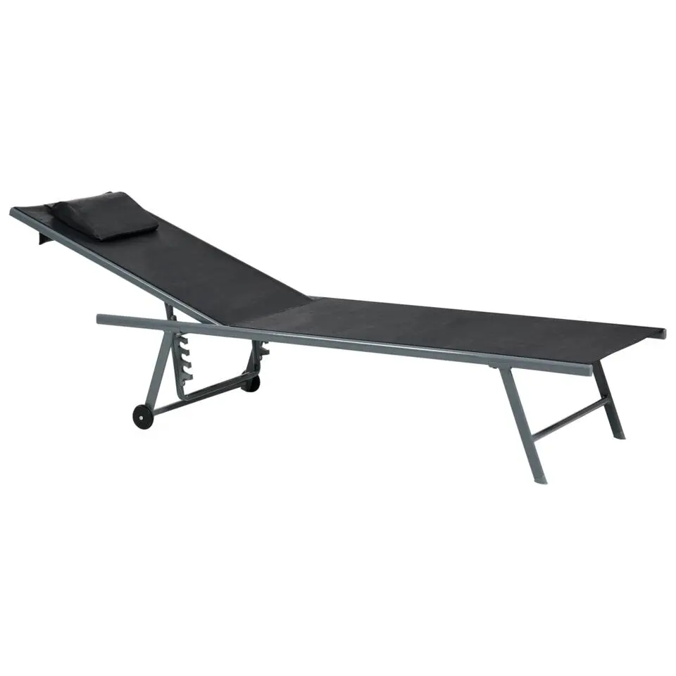 SORONI - Ligstoel set van 2 - Grijs/Zwart - Staal