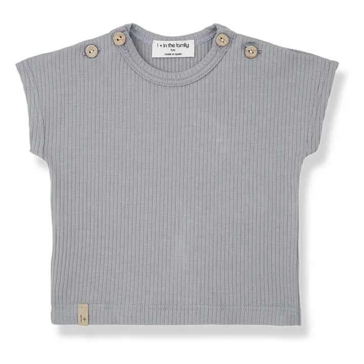 1+ in the family T-shirt Miles Côtelé | Gris galet