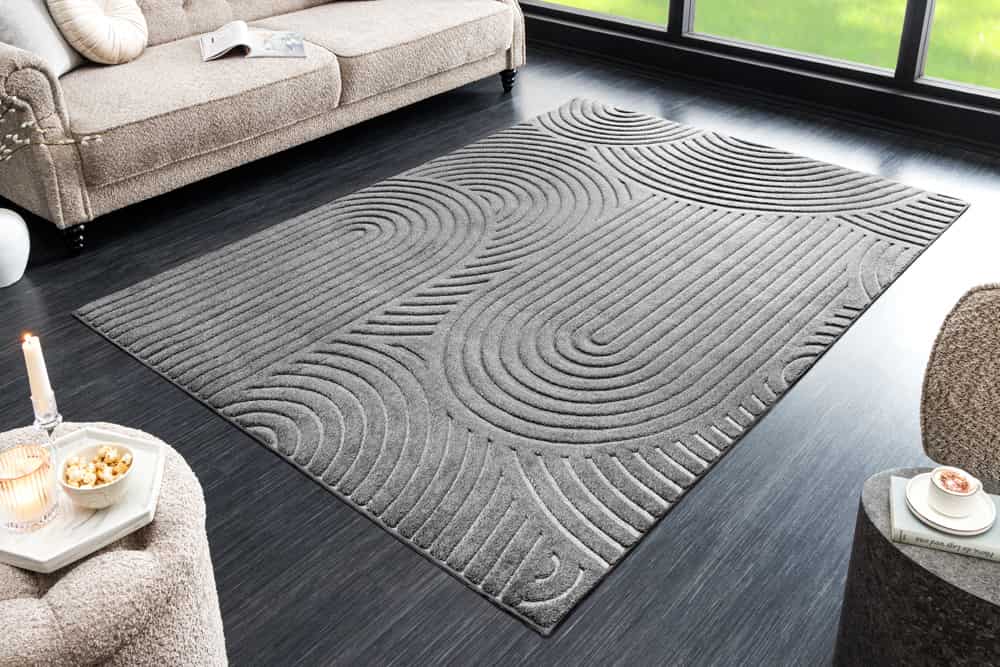 Moderner Teppich ART DECO 230x160cm grau Kurzflor Indoor Hoch-Tief-Effekt