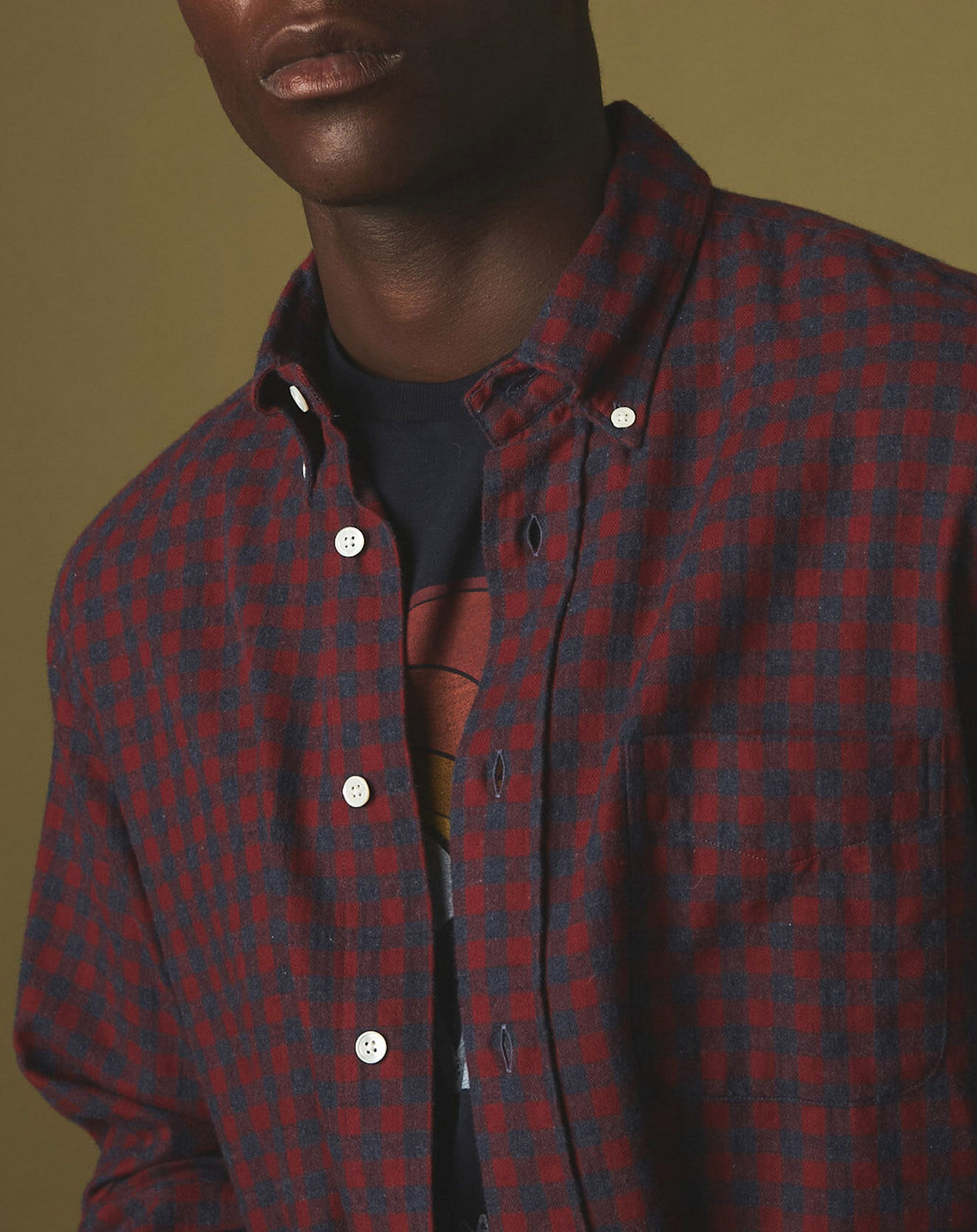 Hartford Chemise en Flanelle regular Pitt à carreaux rouge/indigo