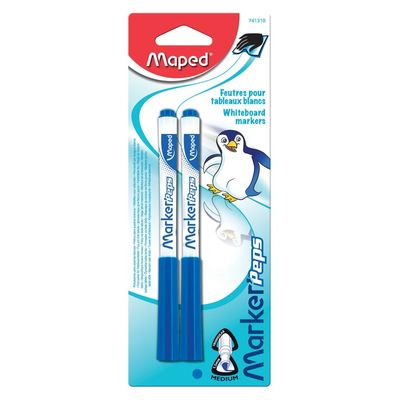 Maped Marker'Peps - Pack de 2 marqueurs effaçables - pointe fine - bleu