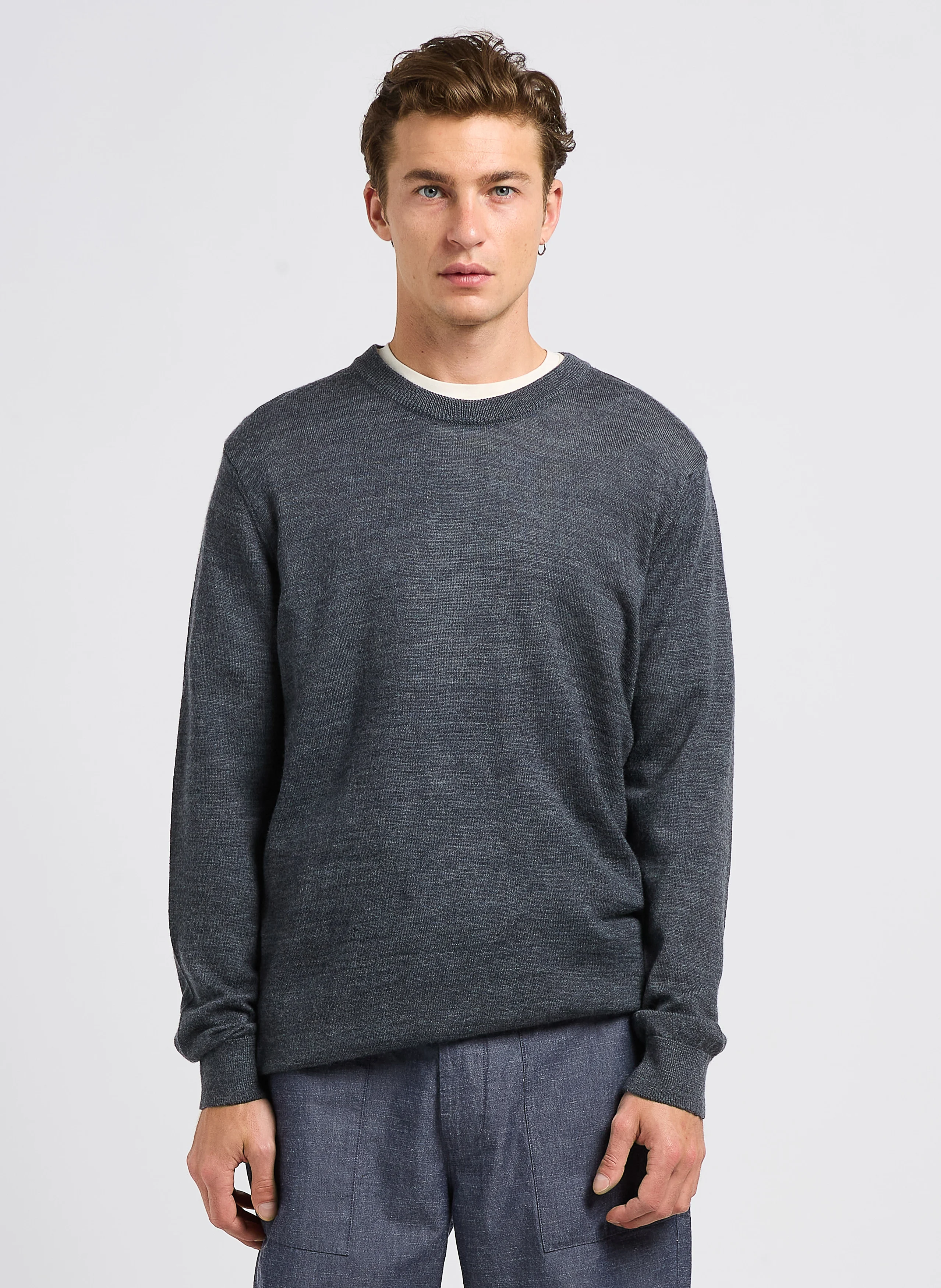 KARL - Pull col rond en laine | Argent