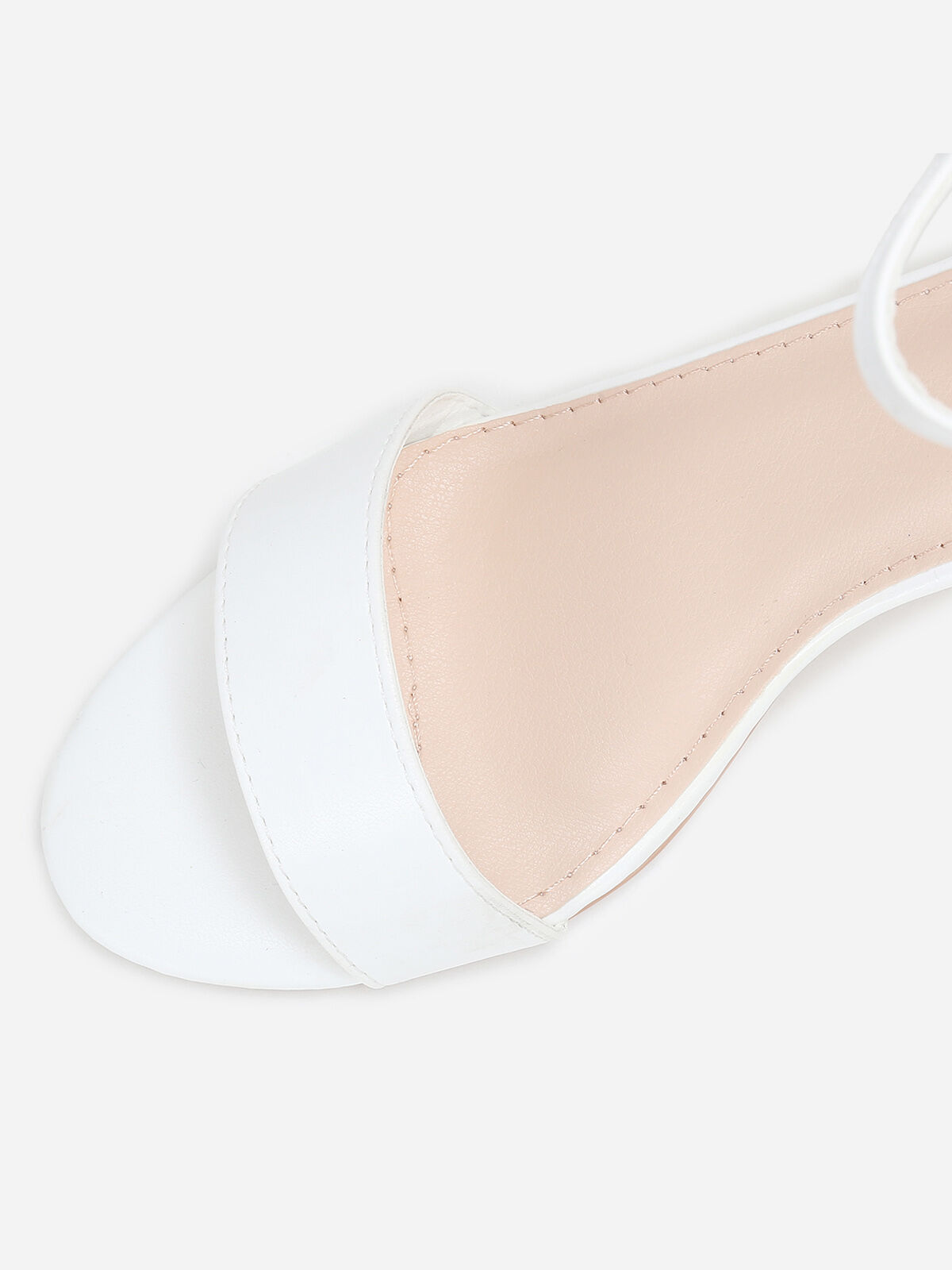 Sandales à talon épais en simili- Blanc