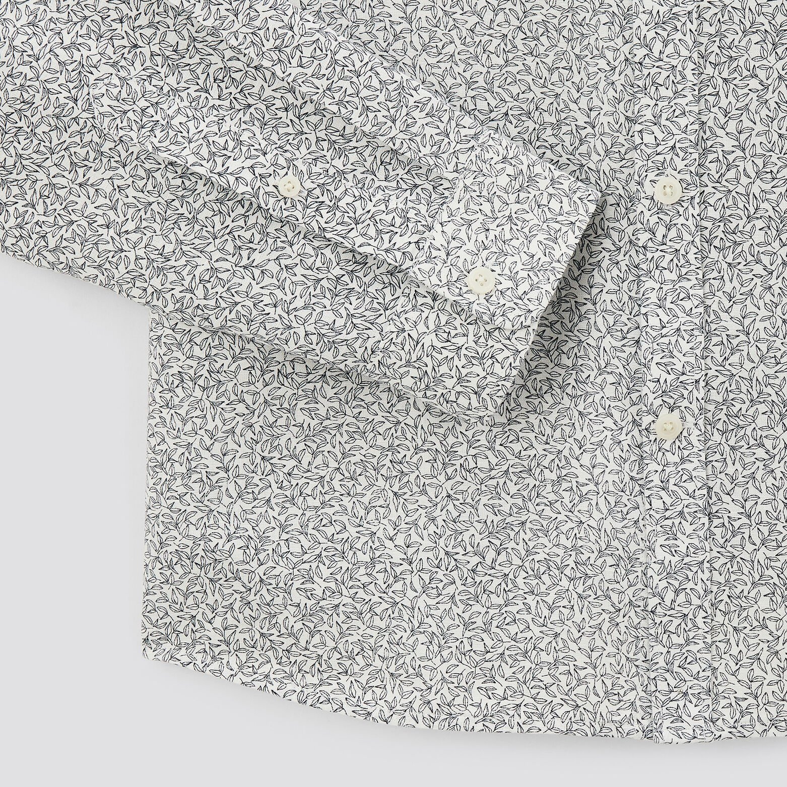 Chemise regular imprimé fleur coton lin Blanc