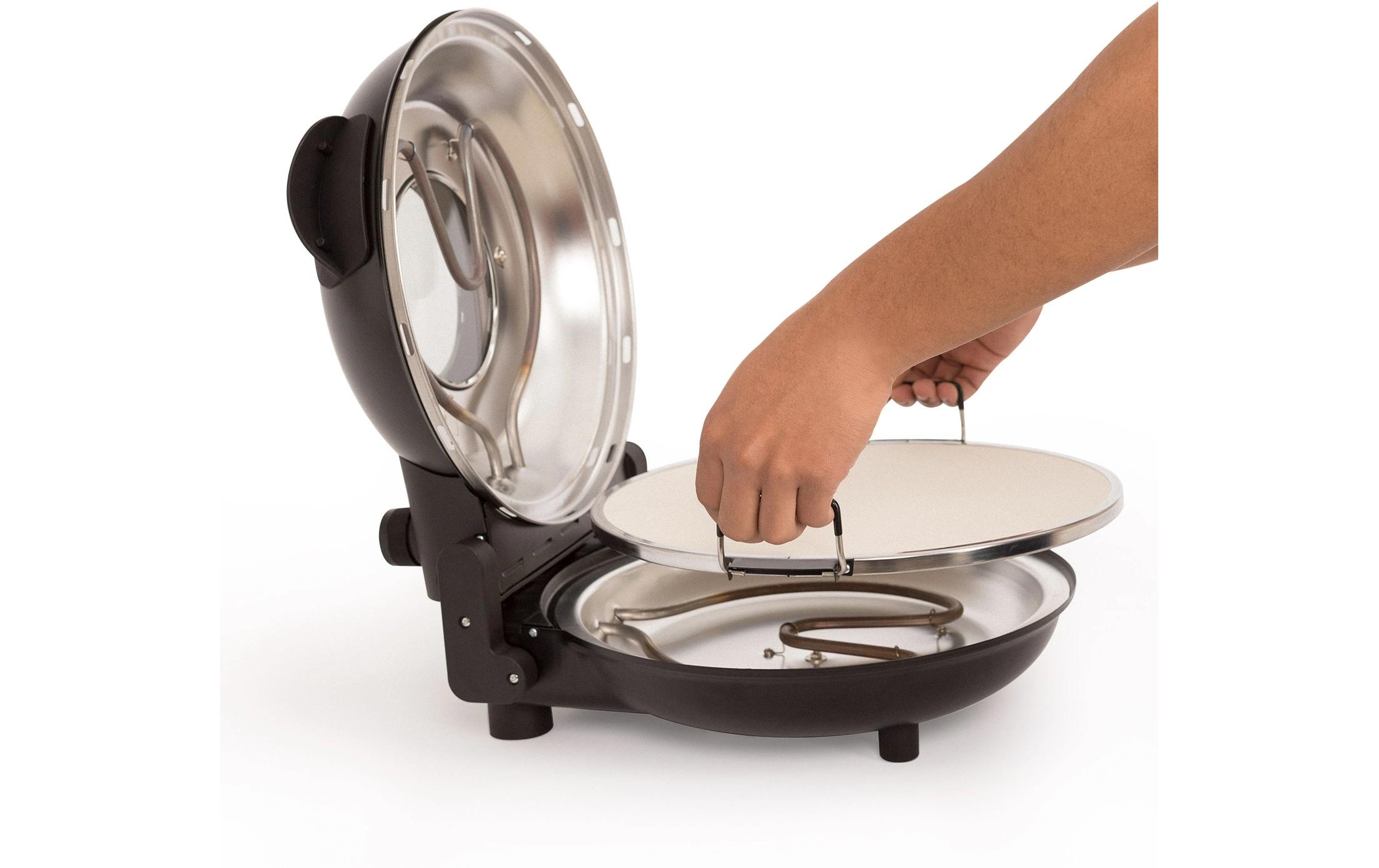 Pizzaofen Elektro Schwarz Ø 31 cm<br>Elektrischer Pizzaofen mit Steinboden und 350 °C Temperatur
