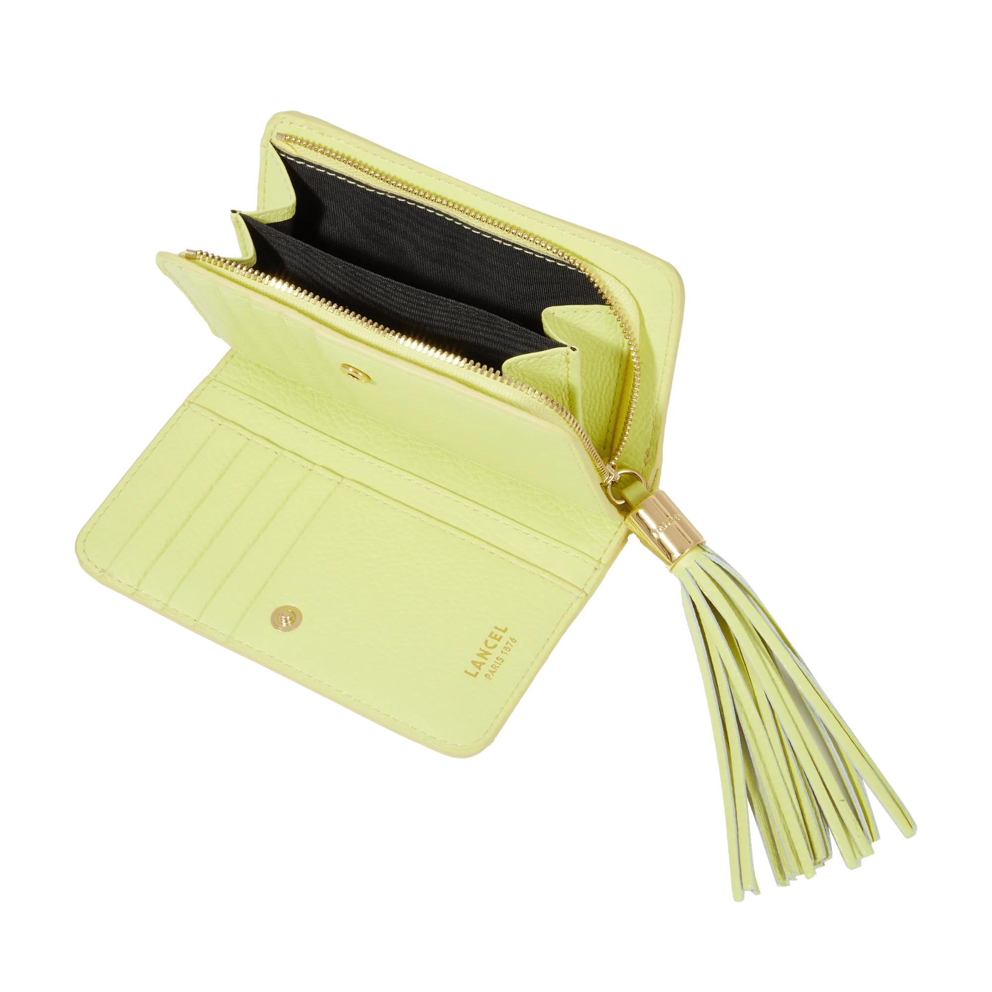 Rectangular zipped compact wallet Premier Flirt de Lancel-Citron Vert