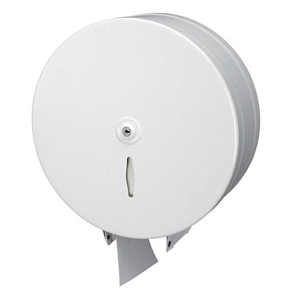 Distributeur papier toilette en métal blanc pour mini bobines