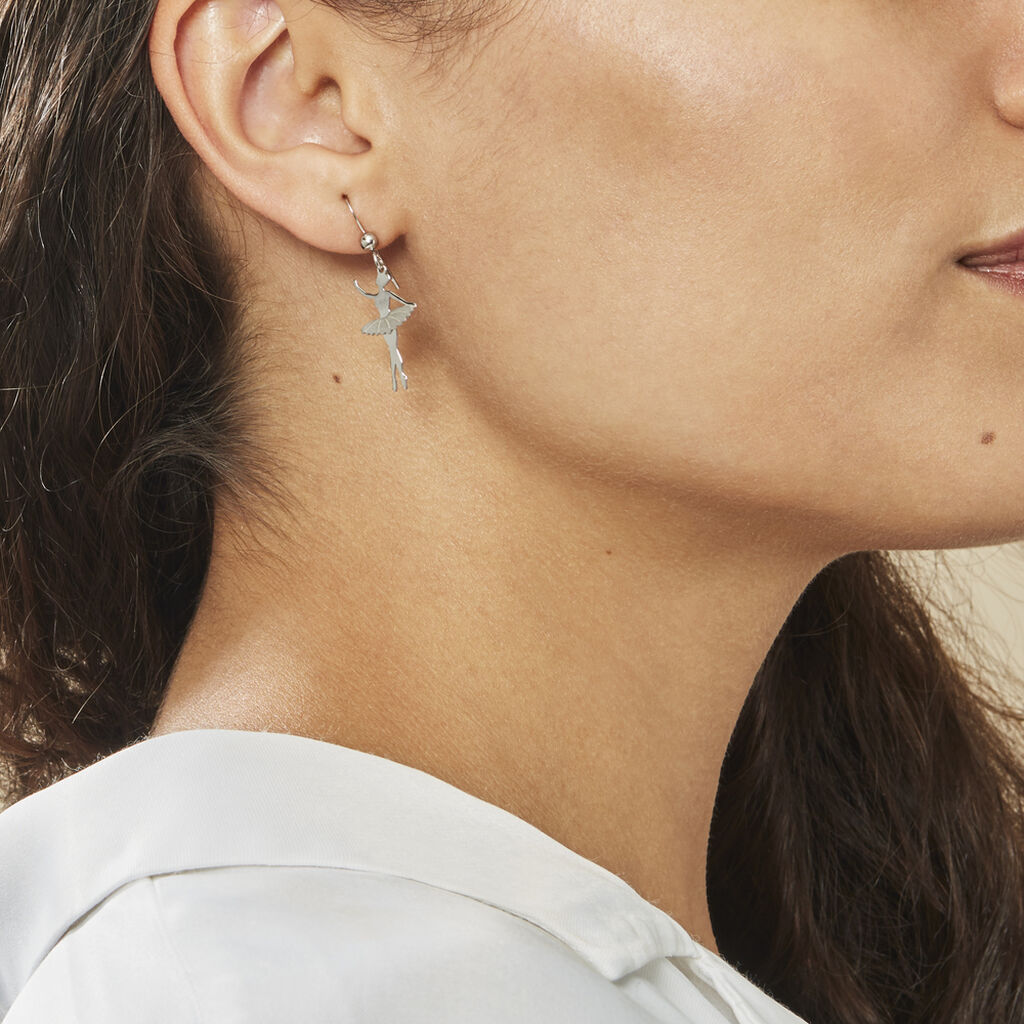 Boucles D'oreilles Pendantes Ritej Argent Blanc