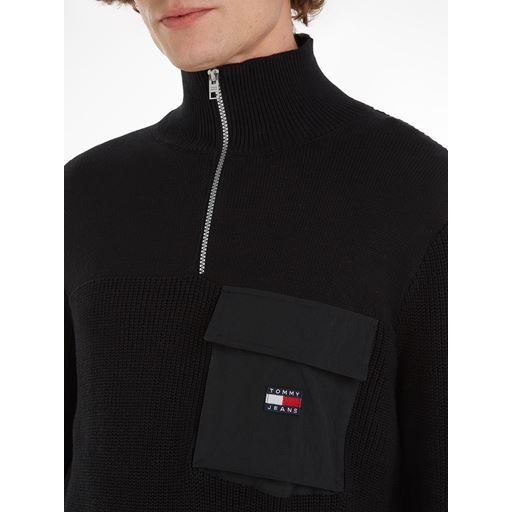 Tommy Jeans Højhalset Striktrøje, Sort, M