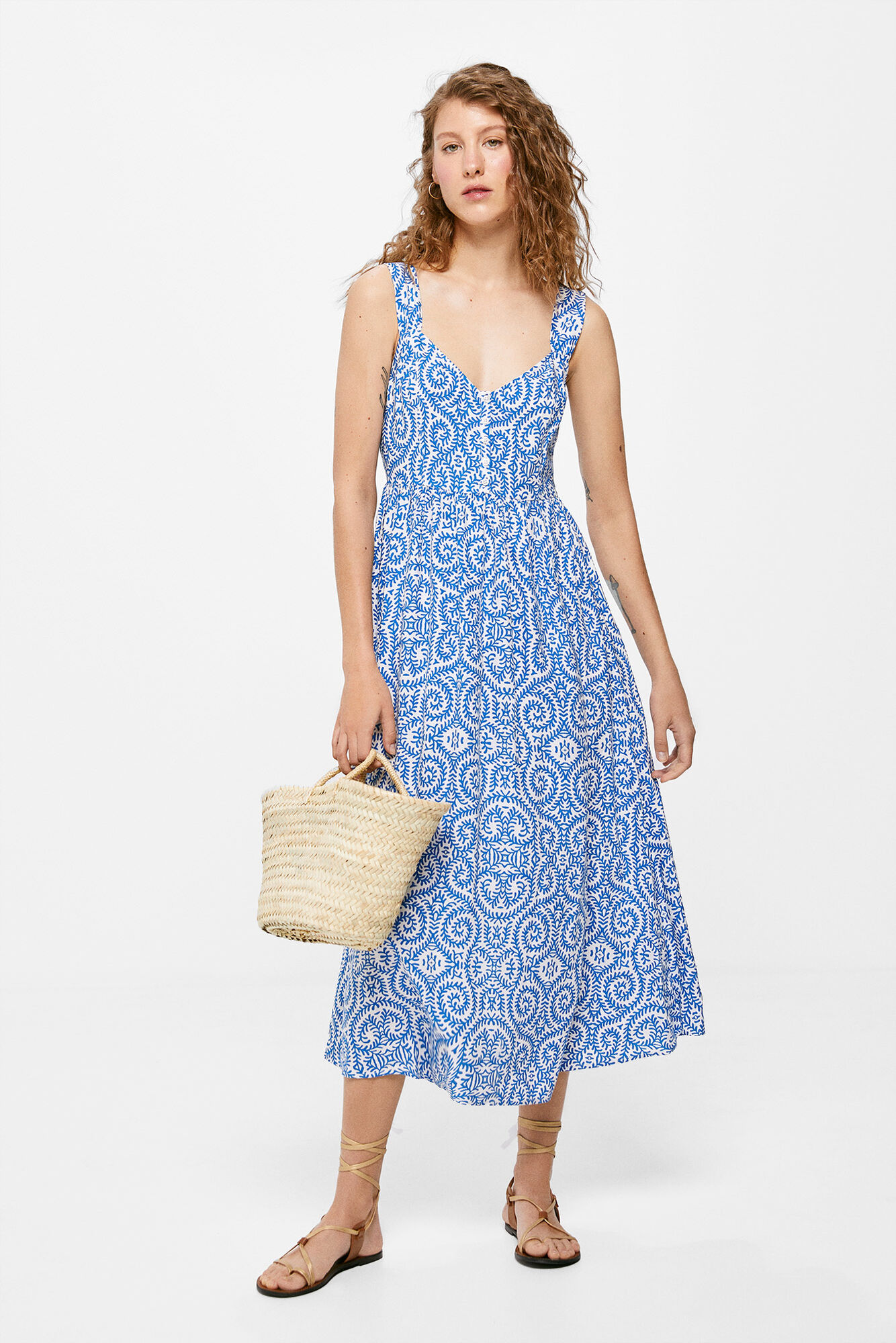 Vestido midi com corpete estruturado