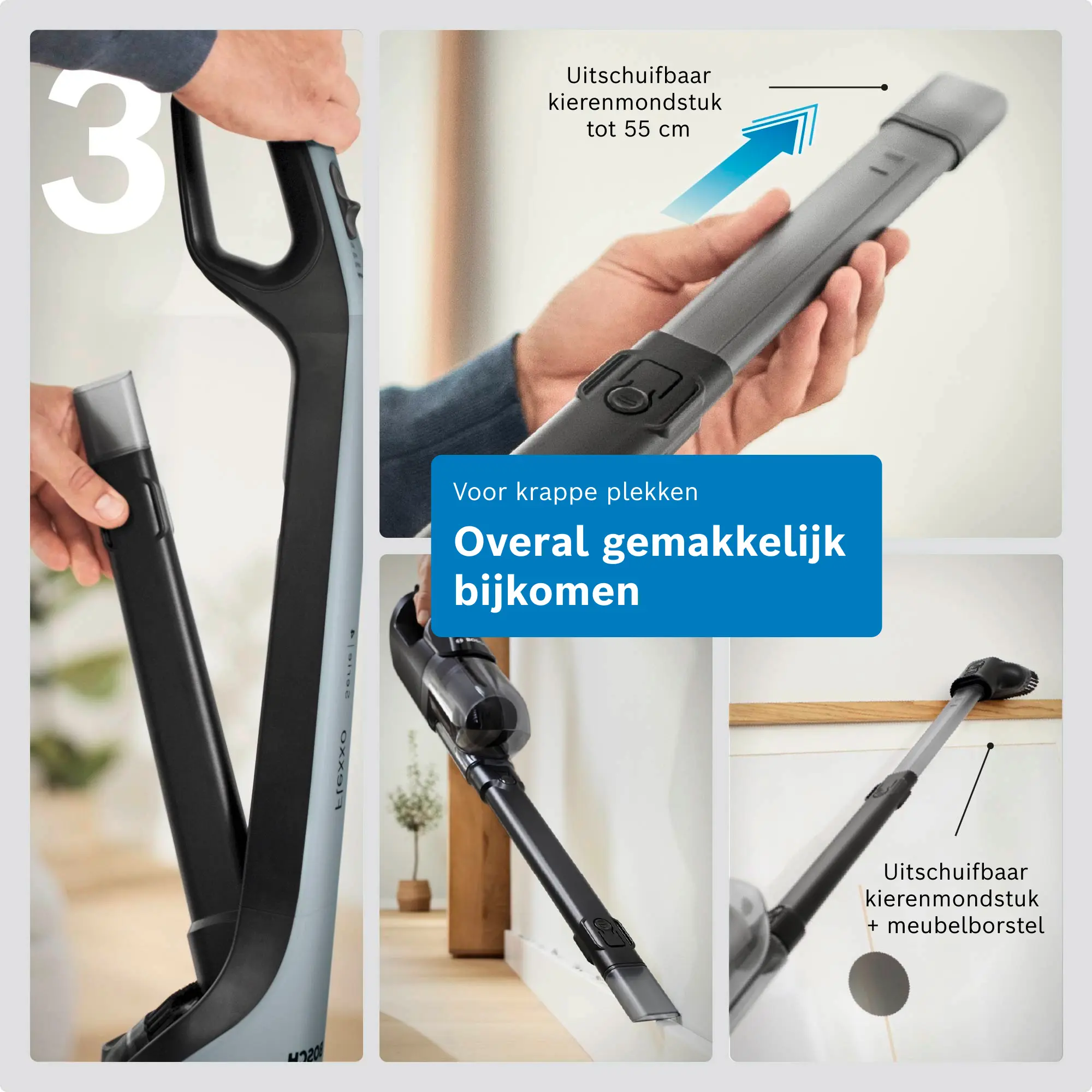 Serie 4 Draadloze steelstofzuiger Flexxo 28 Vmax Blauw