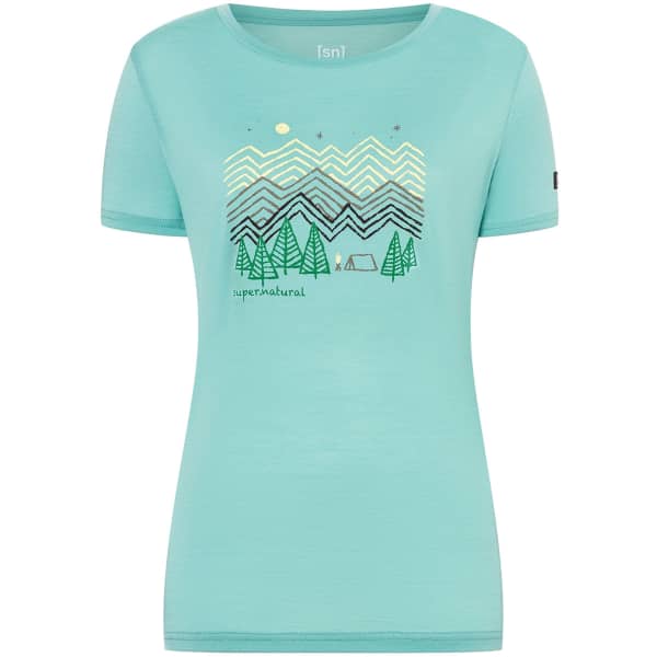 T-shirt randonnée SUPER.NATURAL W CAMPING NIGHTS TEE WASABI/VARIOUS