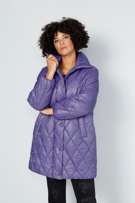 Steppjacke, oversized, Rhombenstepp, 2-Wege-Zipper, Langarm