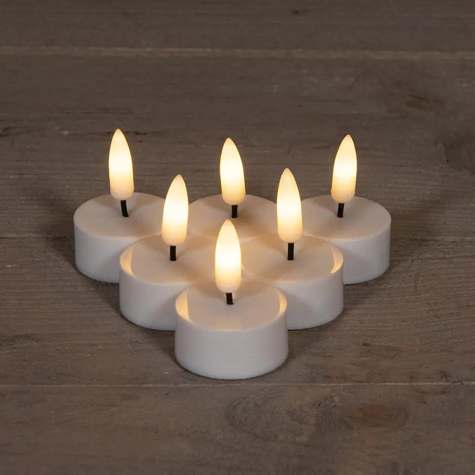 Anna's Collection LED waxinelichtjes - 6x -wit - 3,5 x 1,5 cm