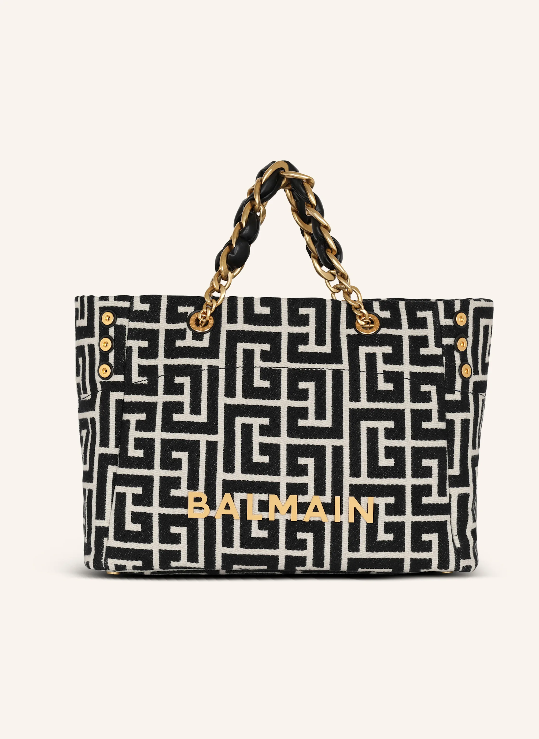 BALMAIN Shopper 1945 Soft aus Monogramm-Jacquard-Canvas