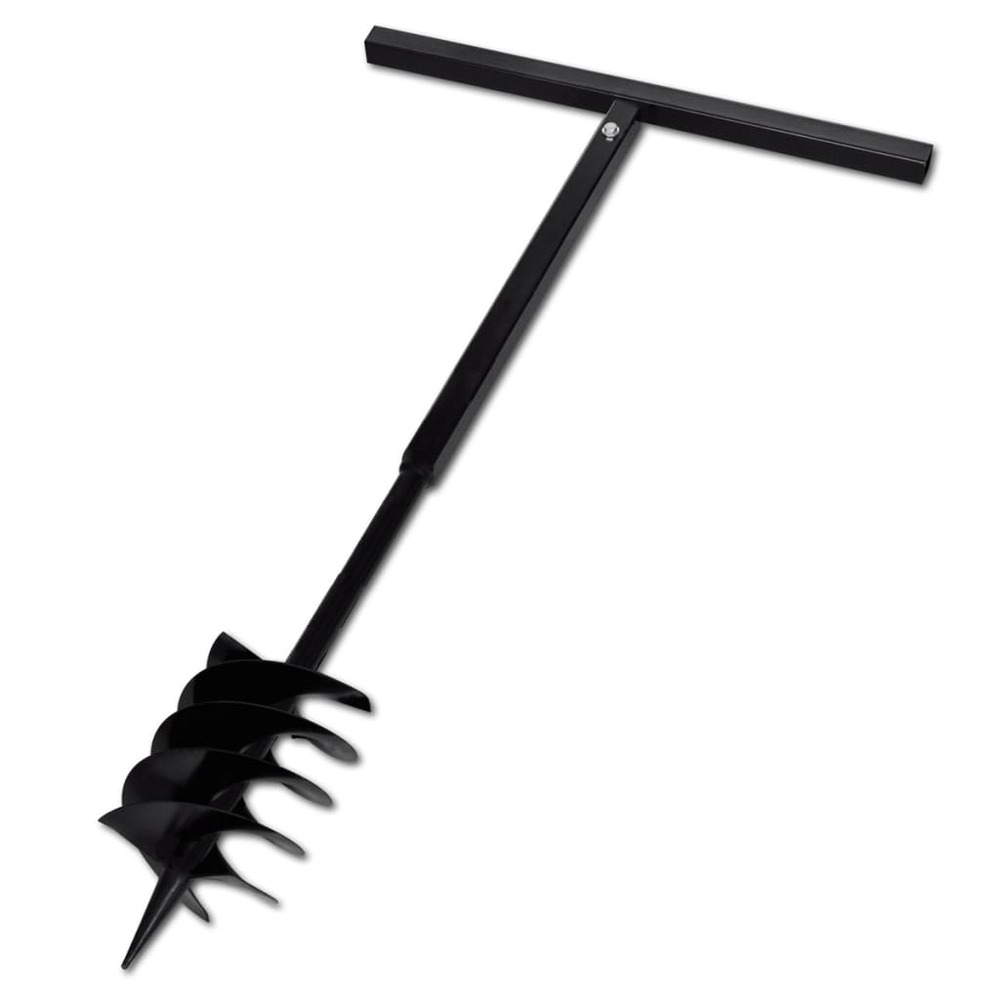 Tarière de sol avec mèche de tarière 180 mm acier noir