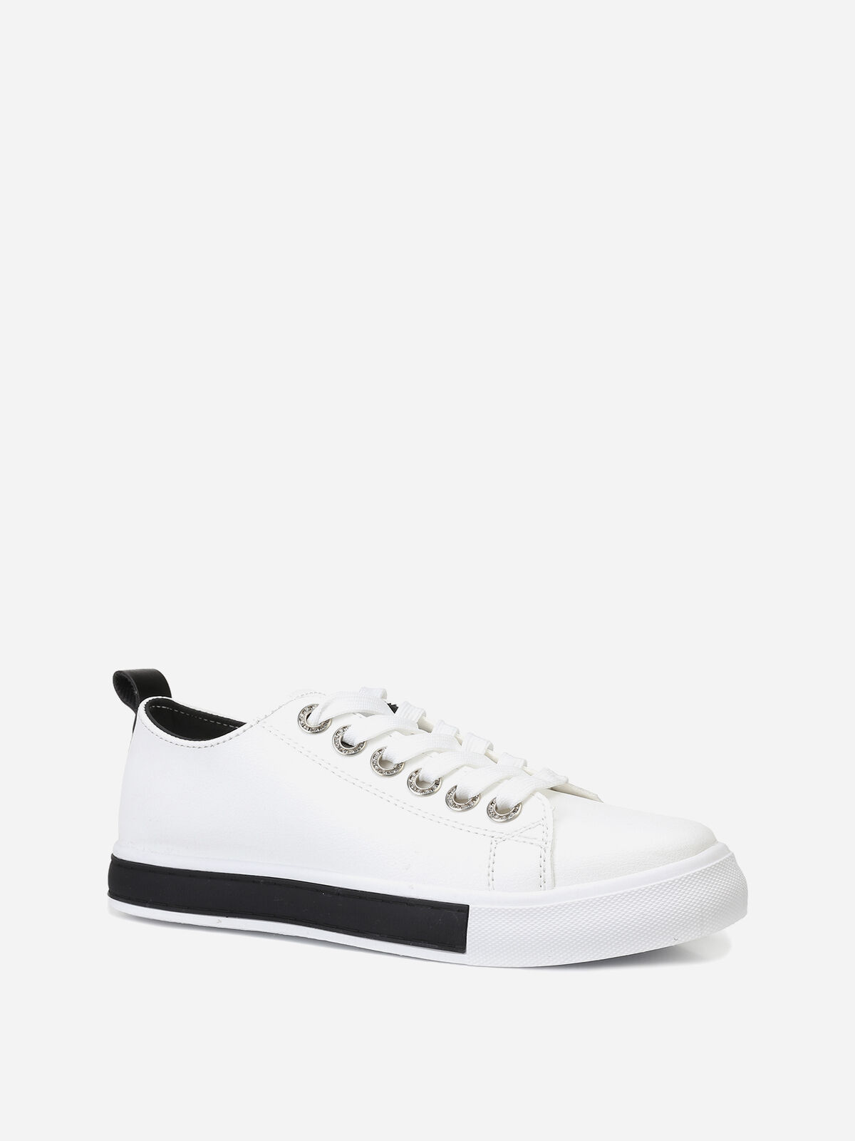 Baskets & avec oeillets strassés- Noir et Blanc