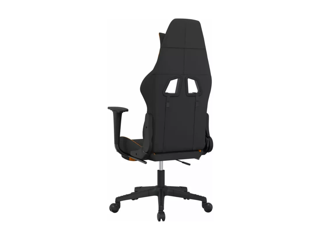 Chaise de jeu de massage avec repose-pied Noir et orange Tissu