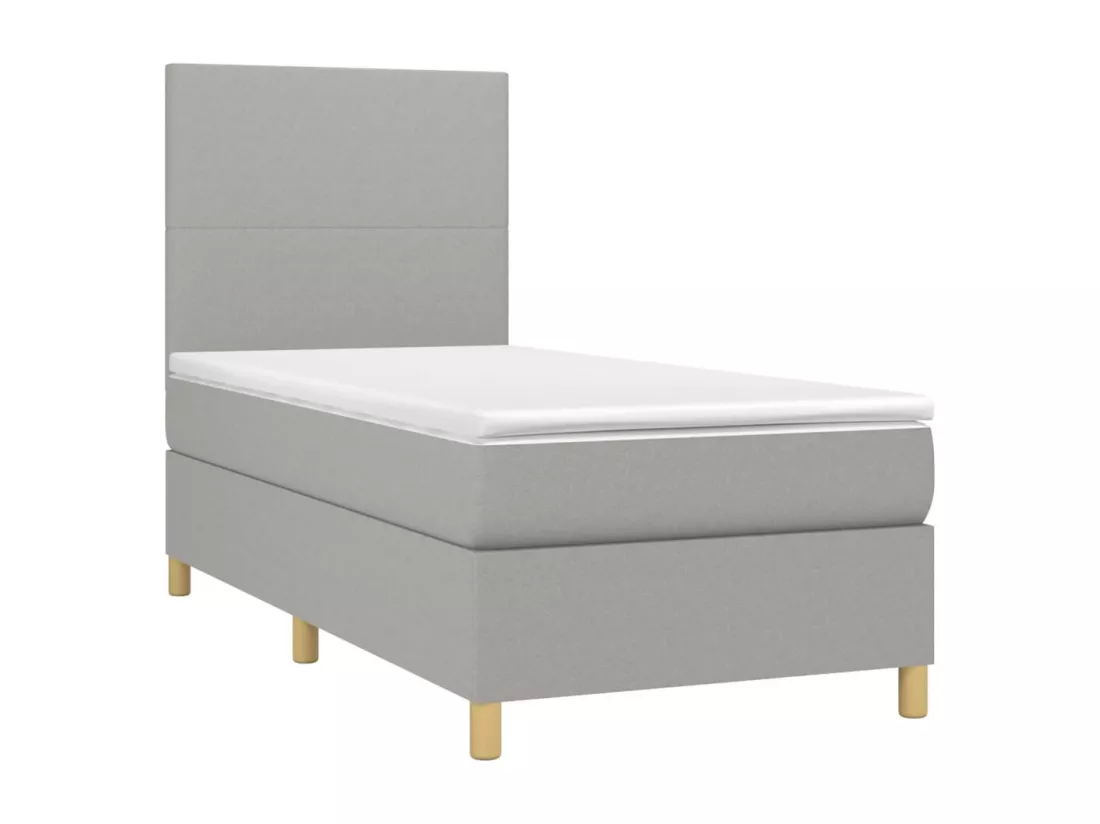 Sommier tapissier avec matelas et LED Gris clair 90x190cm Tissu