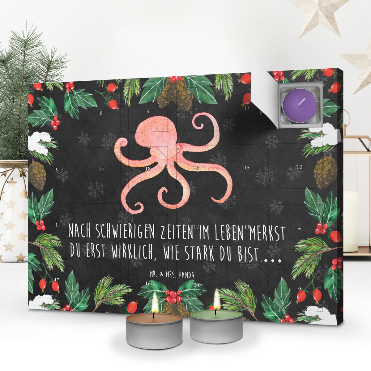 Mr. & Mrs. Panda Geurkaars Adventskalender Octopus - Zwart