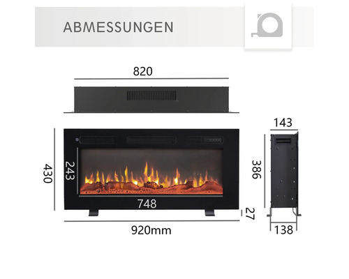 BALDERIA elektrische haard 92 x 43 cm 2000 W
