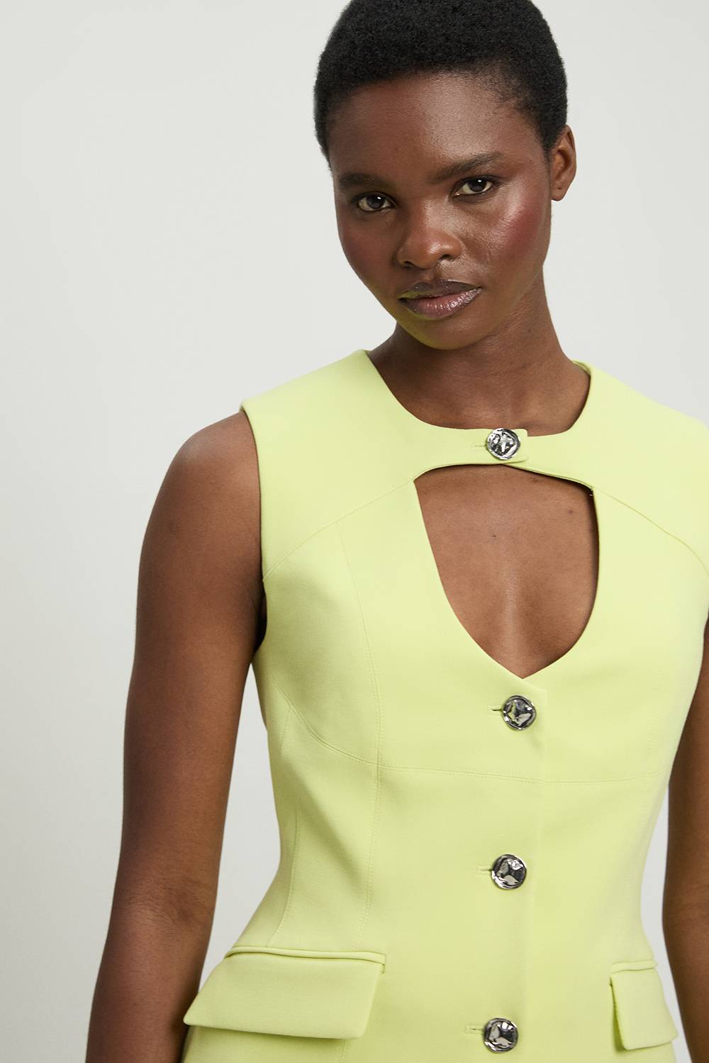 KarenMillen Haut Sans Manches Col Montant En Maille Stretch Compacte