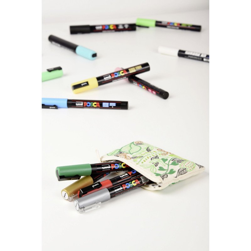Marqueur Posca PC5M couleurs pastel assorties pointe conique 1,8 à 2,5 mm - Étui de 8