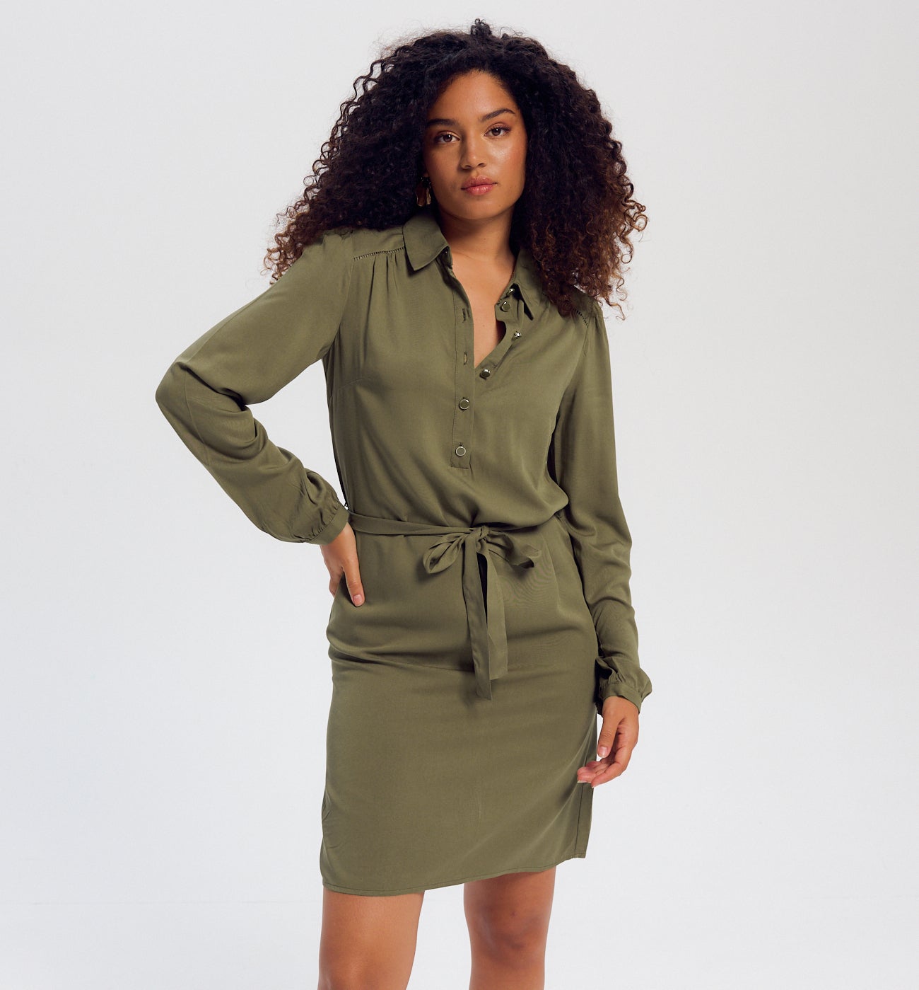 Robe-chemise courte Femme - Kaki