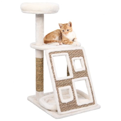 Arranhador para gatos com plataformas e cama, marrom