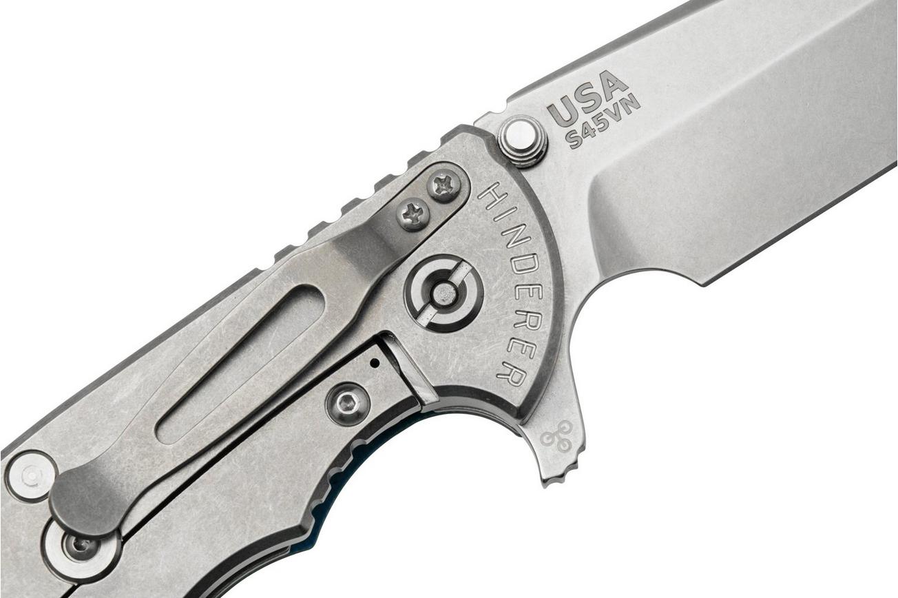 Rick Hinderer XM-24 4.0, S45VN Spanto Stonewash, Blue-Black G10, zakmes
