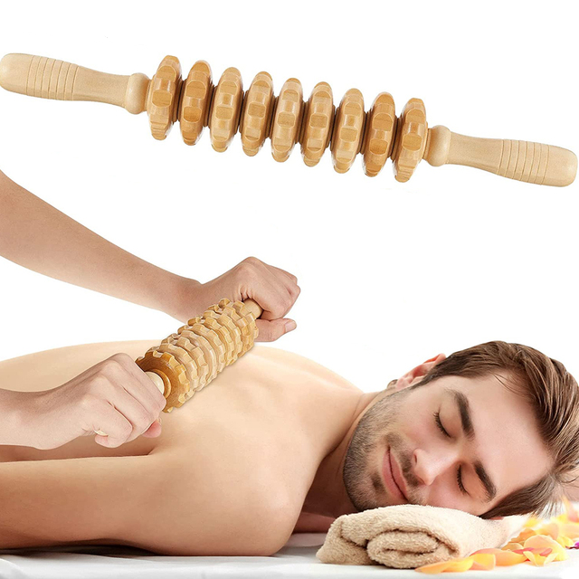 (39cm) Madero Holz Rolle Fitness Selbstmassage Rolle zur Entspannung - Beige