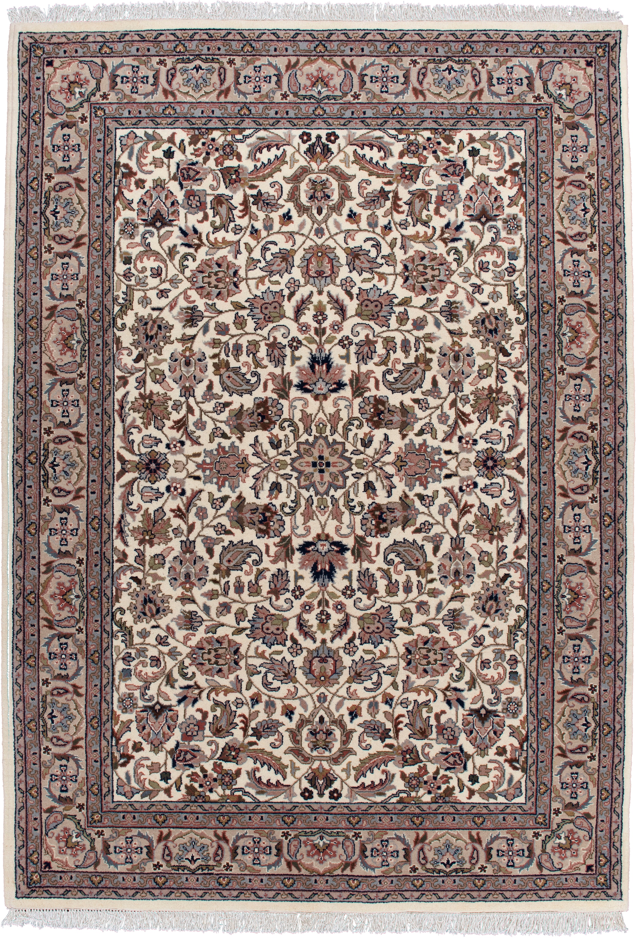 THEKO Orientteppich »Benares Isfahan« rechteckig 12 mm Höhe reine Wolle, handgeknüpft, mit Fransen