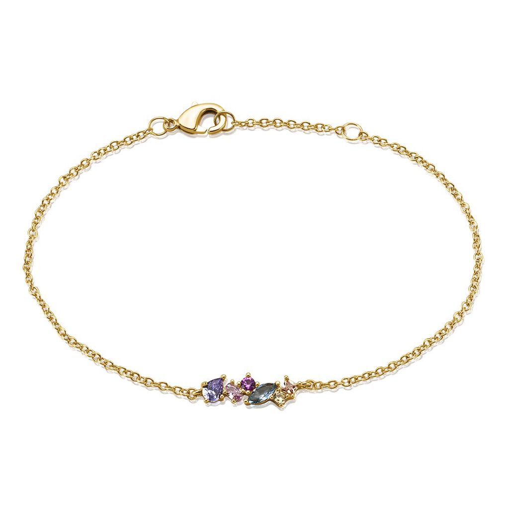 Collier Ikaia Plaqué Or Jaune Aqua Marine Synthétique Oxyde