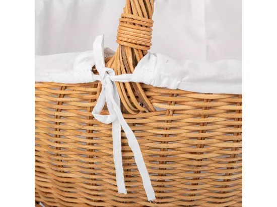 Panier rond en osier avec doublure marron 34x34x16-37h