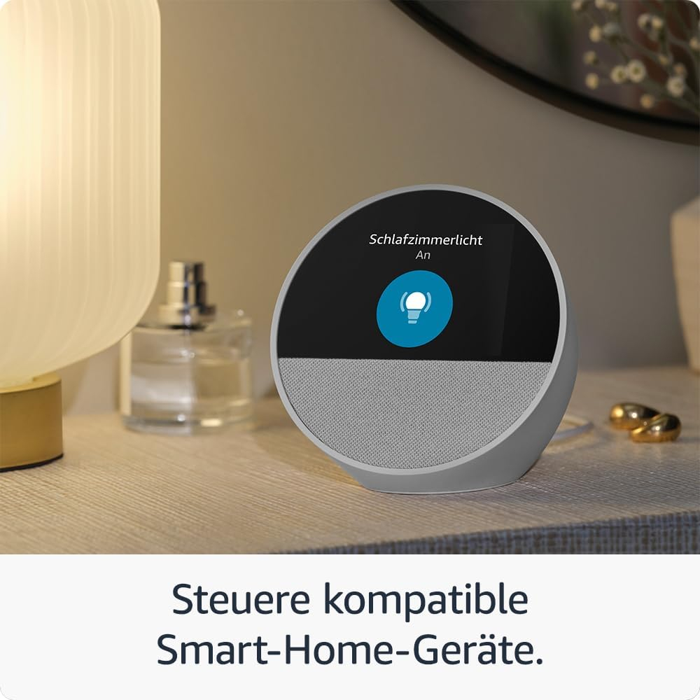 Echo Spot (2024) Smarter Wecker mit WLAN / Bluetooth und Sprachsteuerung via Amazon Alexa (B0C2S2J7JP) - Schwarz
