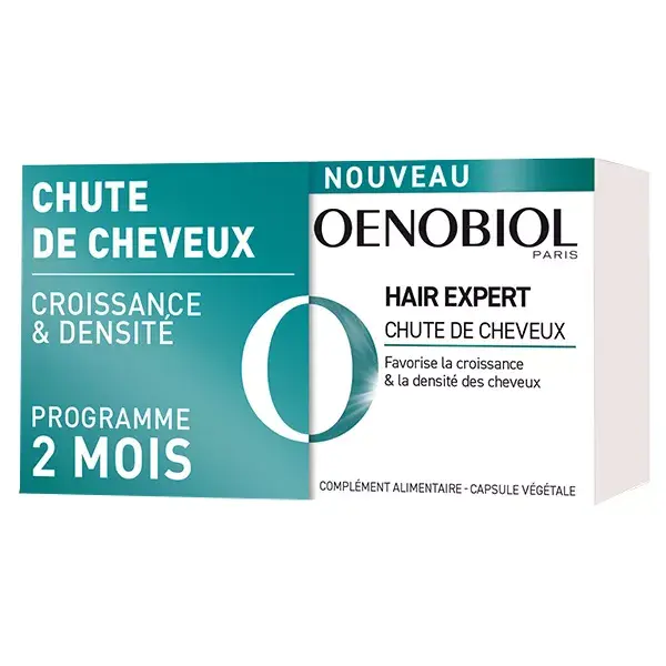 Oenobiol Hair Expert para Queda de Cabelo, 2 embalagens com 60 cápsulas cada.