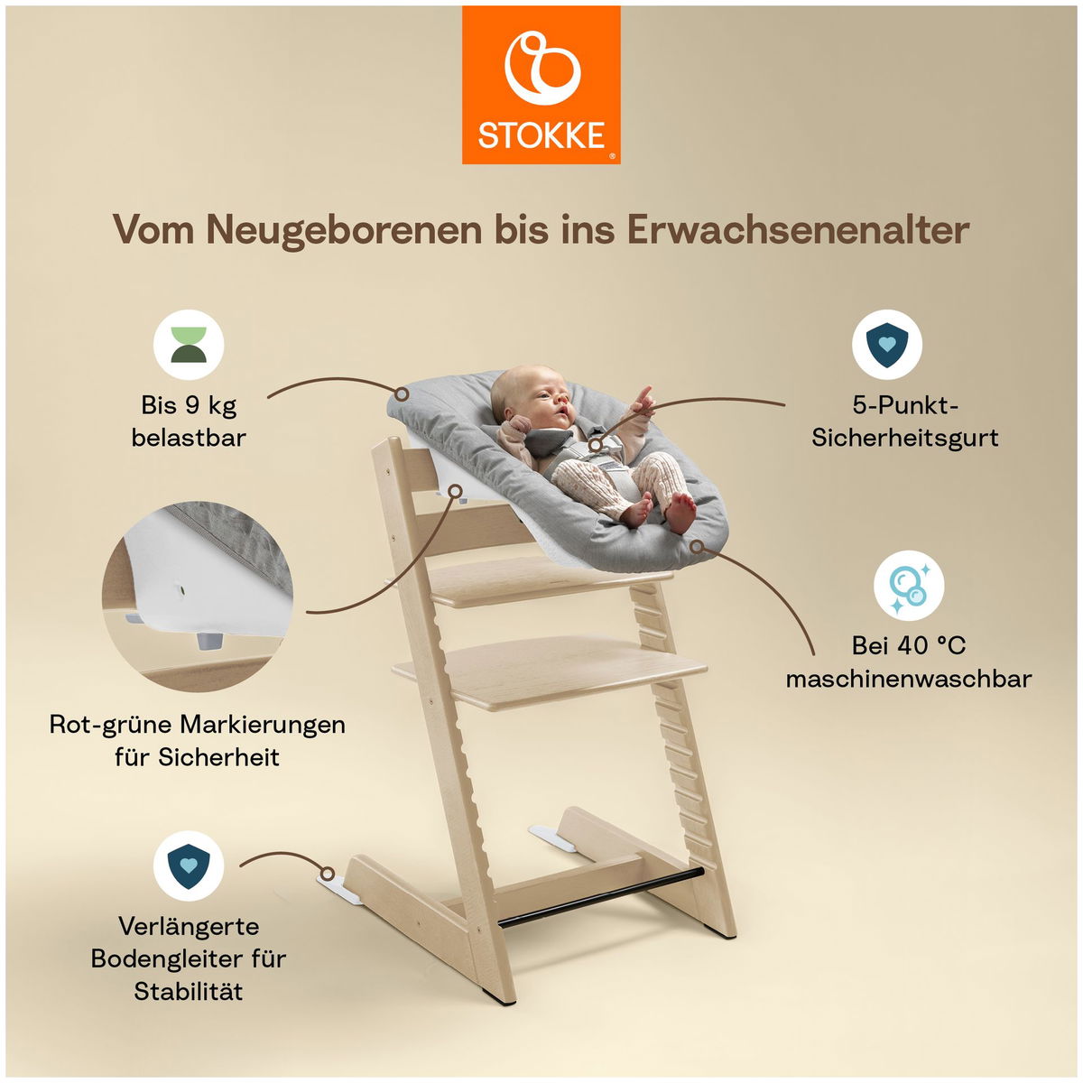 STOKKESTOKKE   Tripp Trapp Bundle Newborn Baby Set natur/grey