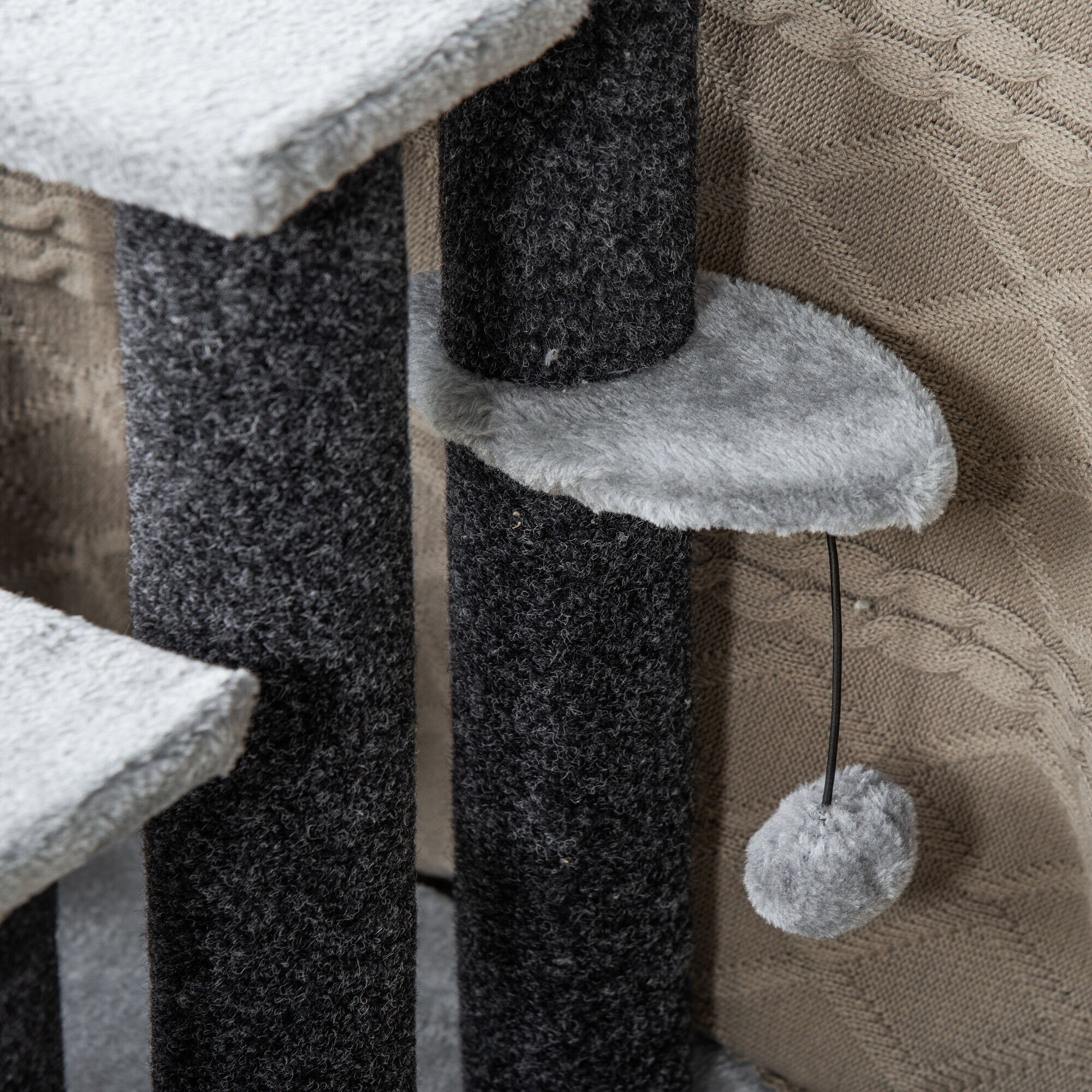 PawHut Haustiertreppe mit Stufen grau 60L x 40B x 64H cm