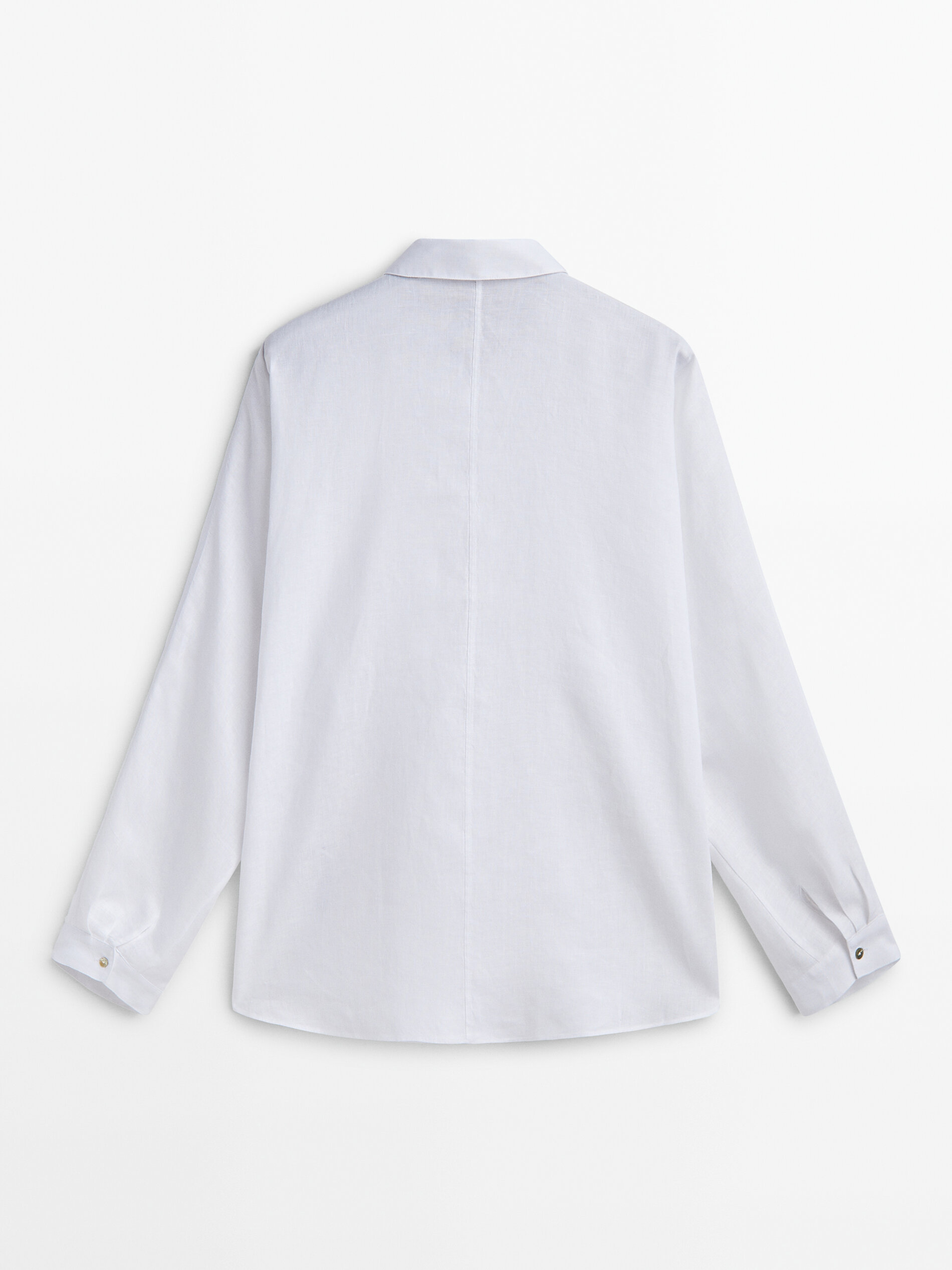 Camisa 100% linho com bolsos - BRANCA