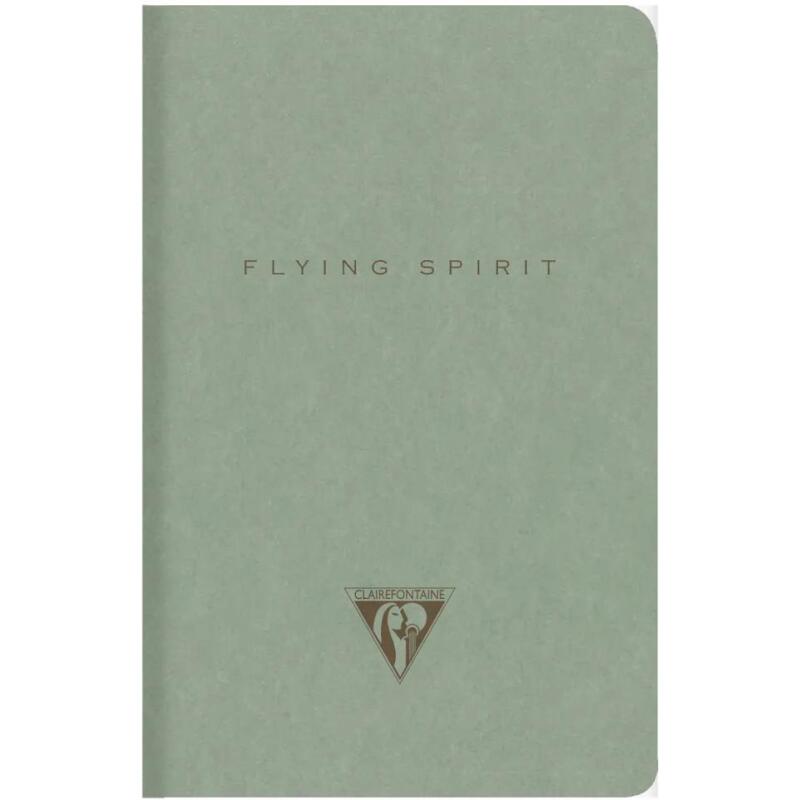 Flying Spirit piqûre textile 9x14cm 96 pages ligné motifs assortis papier ivoire 90g - Vert de gris