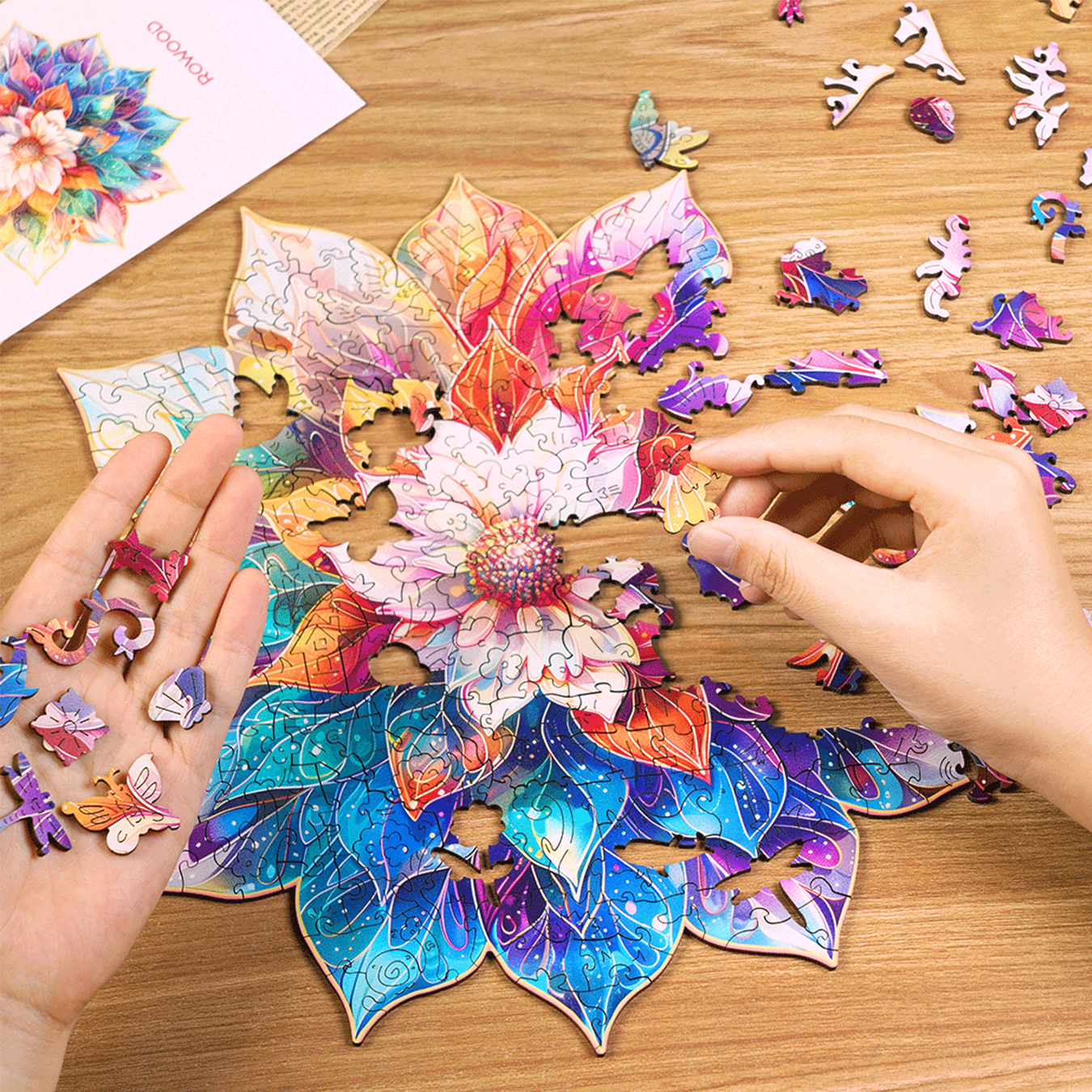 (200 Teile) Rowood Holz Jigsaw Puzzle Lege Spiel Home Deko für Erwachsene (TA001) - Mystic Mandala Flower