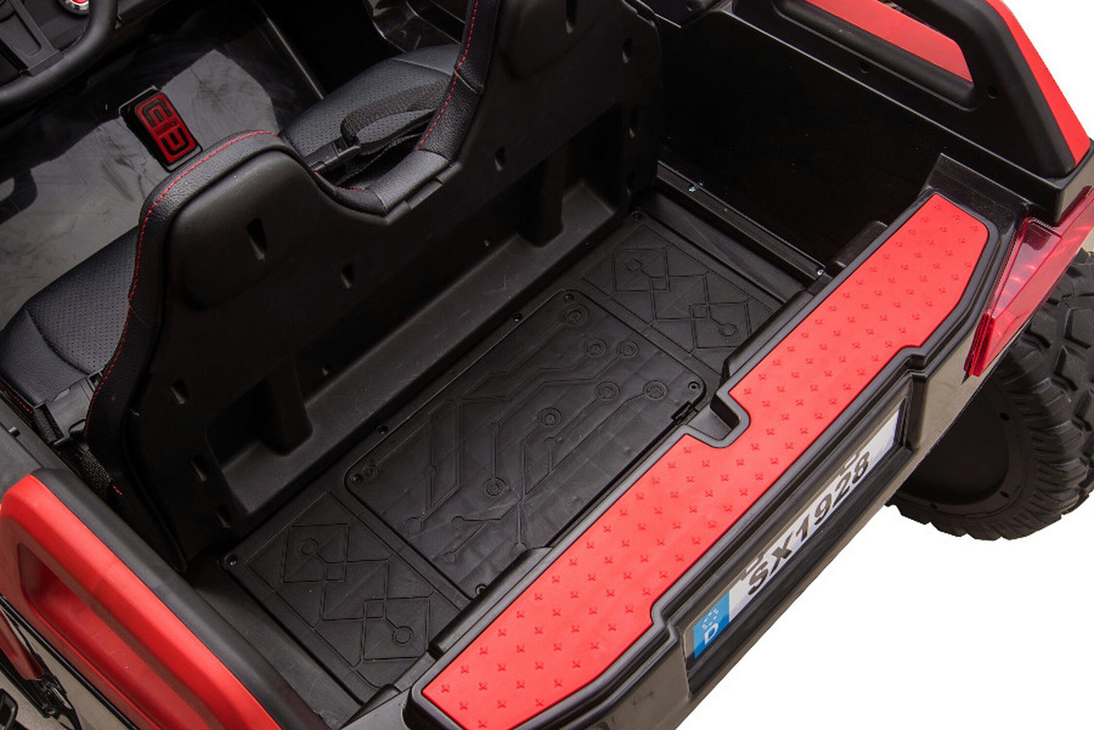 Carrinho elétrico infantil TPFLiving 928 - motor: 4 x 12V - bateria: 2 x 12 volts/7Ah, capacidade de carga 60 kg, carrinho elétrico infantil com assento de couro e cinto de segurança.