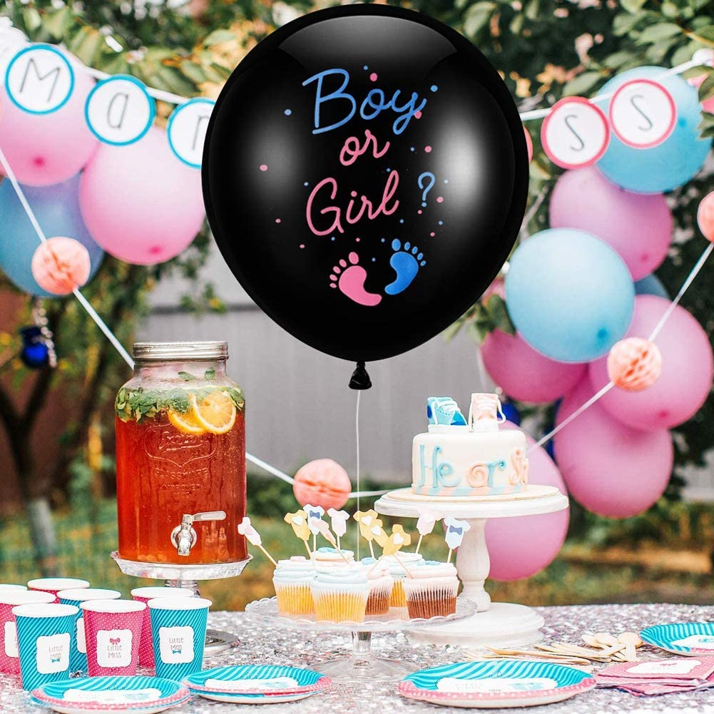 (Ø90cm) XXL Gender Reveal Party Ballon Baby Shower Luftballon mit Konfetti - Boy or Girl