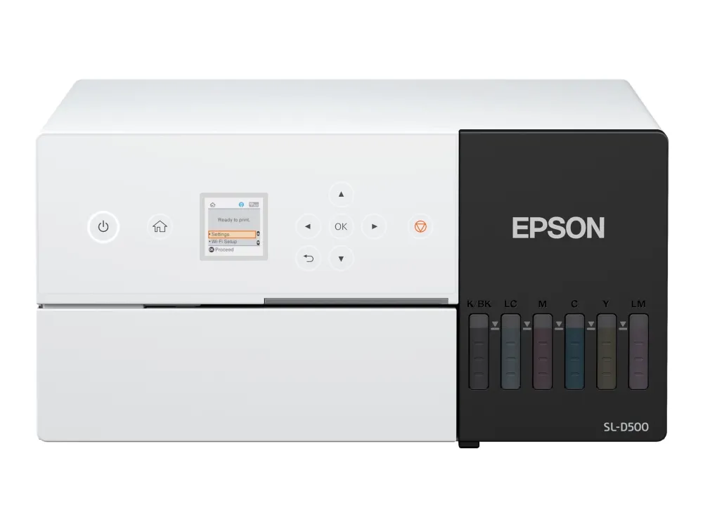 Epson SURELAB SL-D500 - Printer - farve - piezoelektrisk ink-jet - CISS - 100 x 150 mm - 1440 x 720 dpi - op til 4.17 udskrifter/min (mono) / op til 4.17 udskrifter/min (farve) - kapacitet: 100 ark - USB 2.0, LAN, Wi-Fi(n)