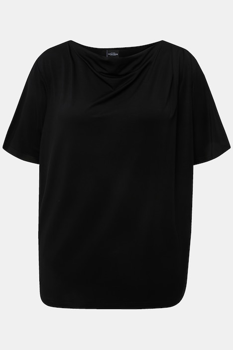 T-Shirt, Lyocell, Wasserfall-Ausschnitt, Halbarm