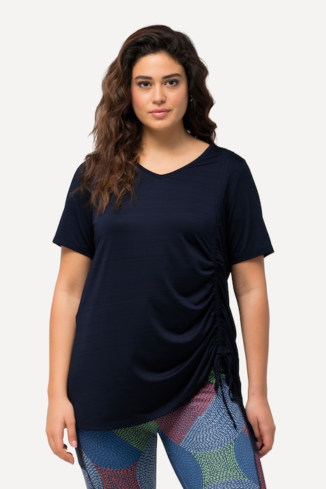 Funktionsshirt, Raffband, A-Linie, V-Ausschnitt, Halbarm