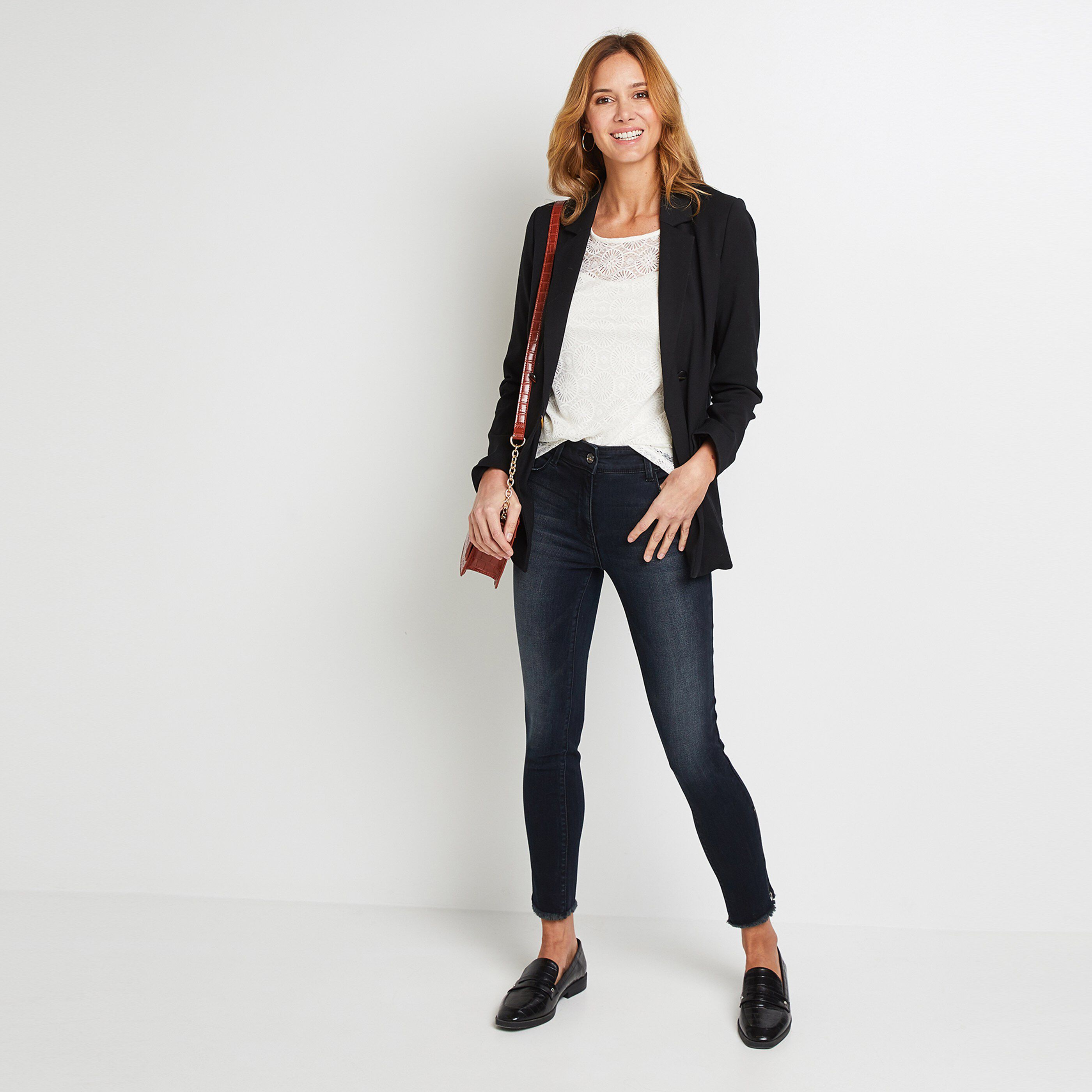 Jean Slim raccourci femme - BLACK WASHED